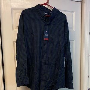 Chaps Navy and Forest Checkered Shirt
